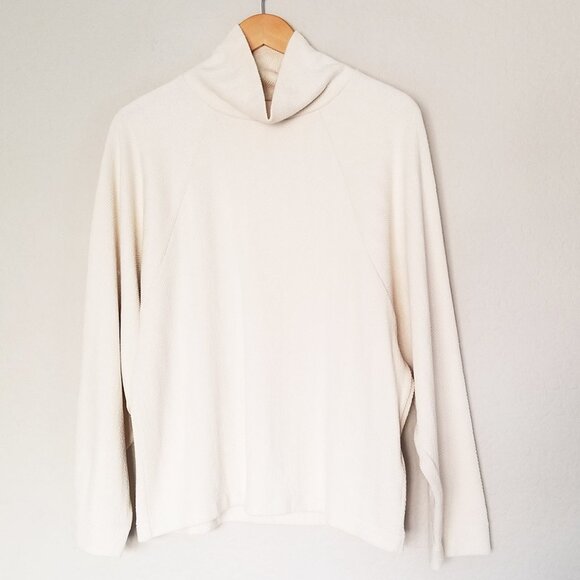 Madewell Brushed Herringbone Jacquard Turtleneck Top Funnel Neck Cream Ivory S - Picture 5 of 16
